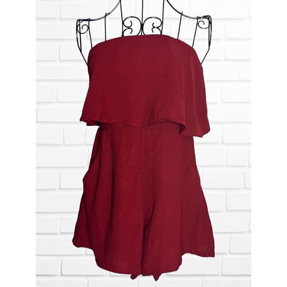 Elegant Burgundy Strapless Jumpsuit